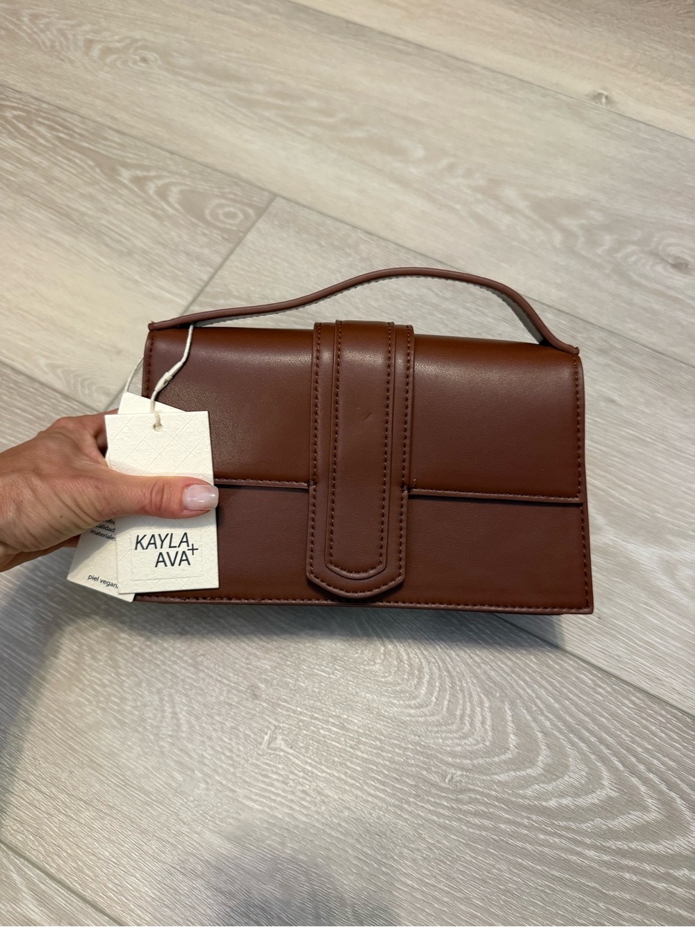 Kayla + Ava Brown Mini Top-Handle Bag